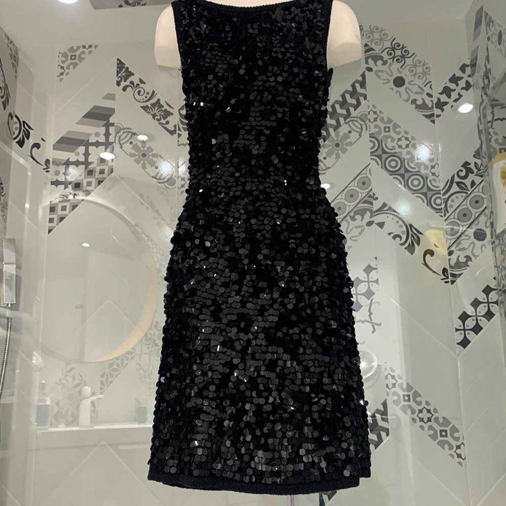Like 🆕🌸VTG 90’ Beautiful Hand Sewn Sequins Little Black Dress - Picture 6 of 17